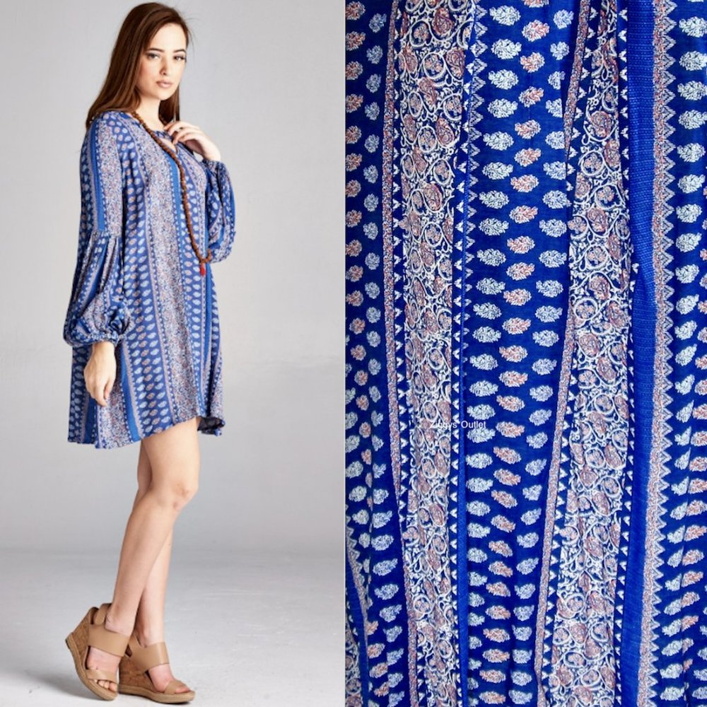 Baby Doll Paisley Print Tunic/Dress Plus Size - Picture 7 of 8